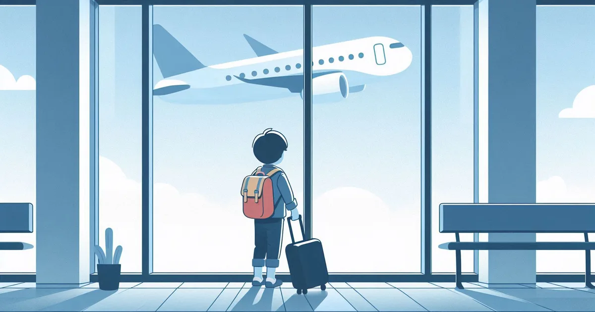 Copil cu Bagaj pe Aeroport